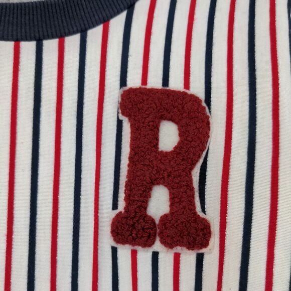 Orenda Women's Pullover Crop Sweater White Red Striped Small Crew Neck - Picture 4 of 13